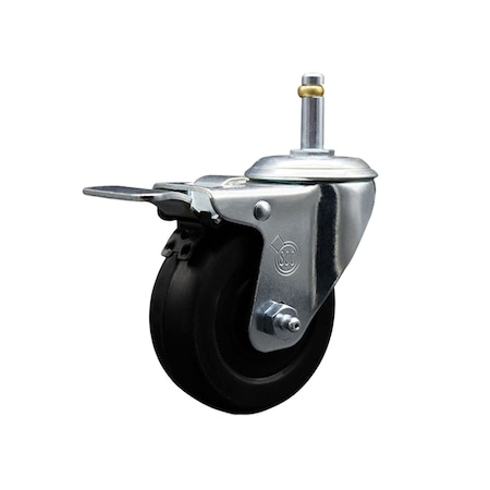 Service Caster 4'' Soft Rubber Wheel Swivel 7/16'' Stem Caster with Total Lock Brake SCC-GRTTL20S414-SRS-716138